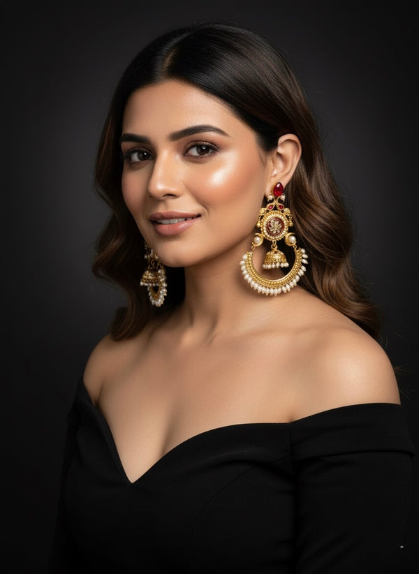 Rani Kashmiri Earrings (Wine)