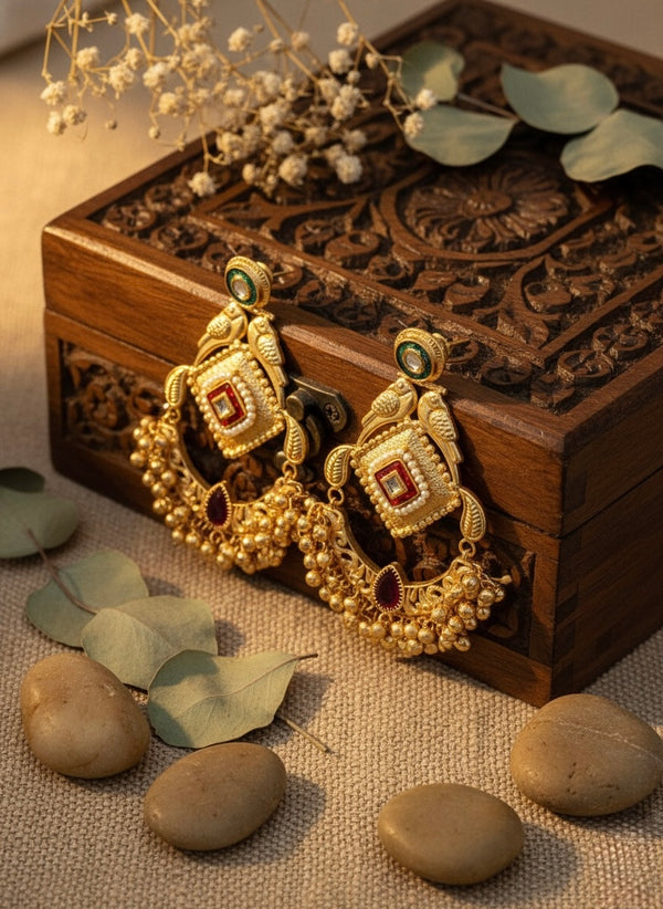 Aaradhya Kashmiri Earrings (Green, Red and Wine)