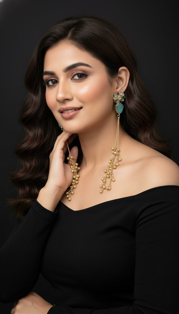 Ruhi Kashmiri Earrings (Blue)