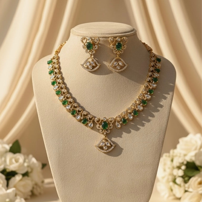 Ishani Kundan Necklace (Green)