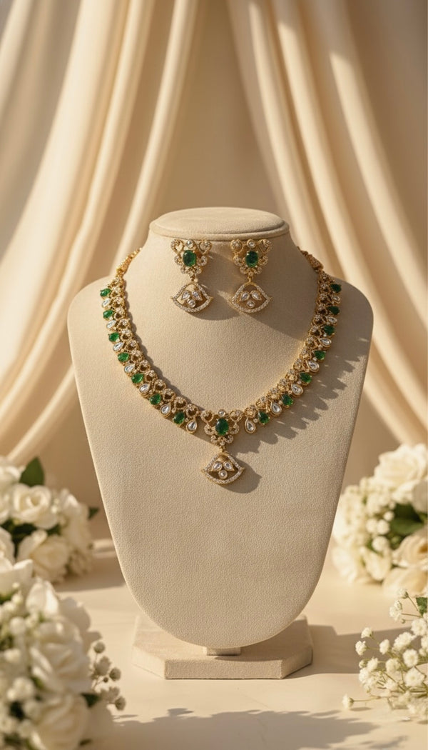 Ishani Kundan Necklace (Green)