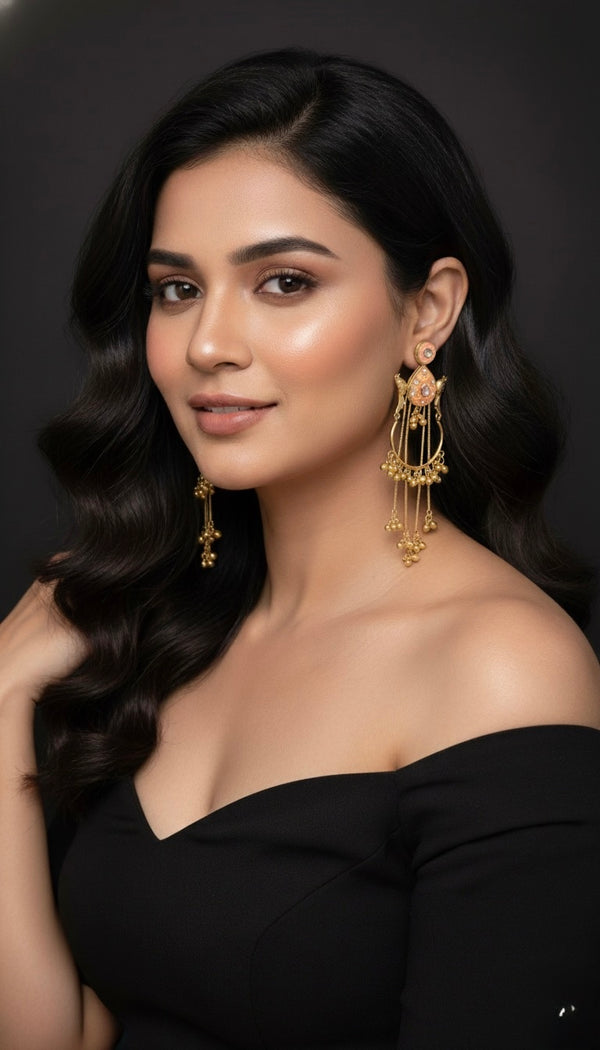 Moorni Kashmiri Earrings (Peach)
