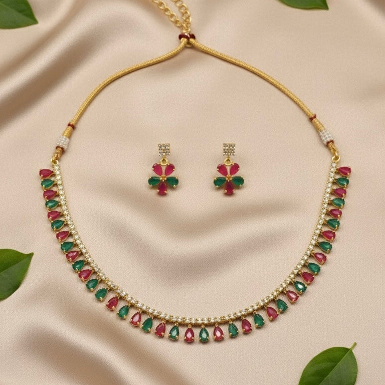 Myra AD Necklace (Pink and Green)
