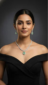 Regal Solitaire AD Necklace (Mint Green)