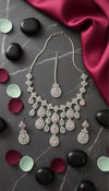 Royal Bloosom AD Necklace (Pink and Mint Green)