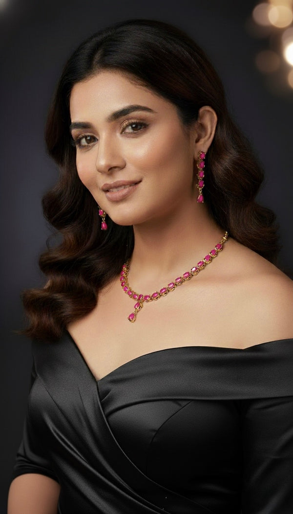 Radiant Line AD Necklace (Pink)