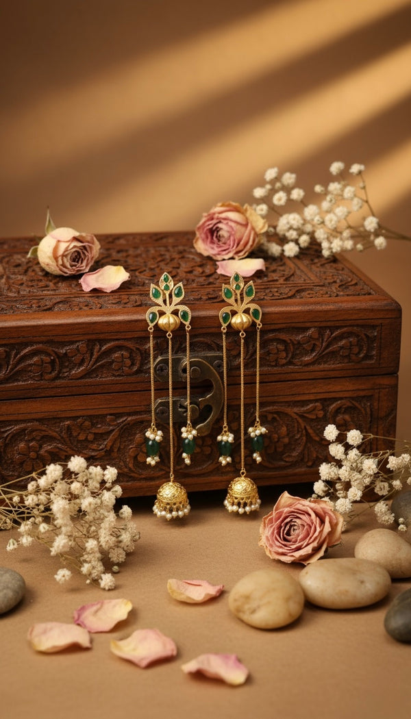 Gulnaz Kashmiri Earrings (Green)
