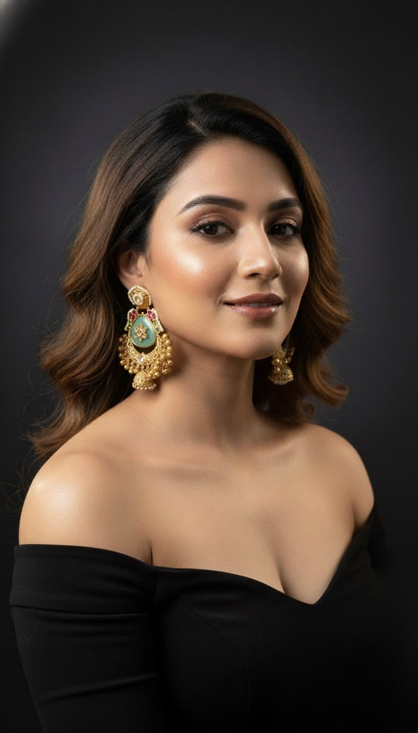 Kashvi Kashmiri Earrings (Mint Green)