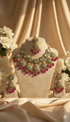 Zarnoor Kundan Bridal Necklace (Wine and Green)