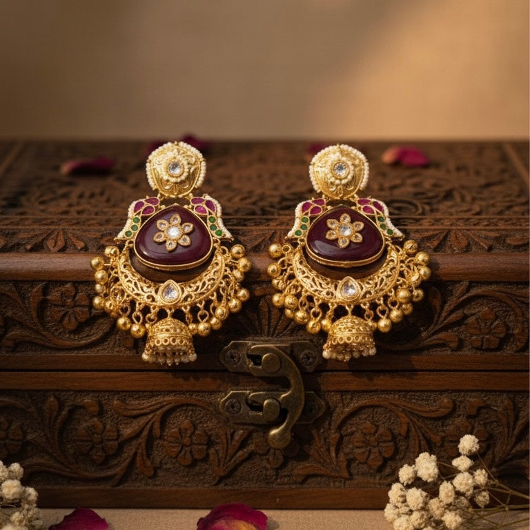 Kashvi Kashmiri Earrings (Wine)