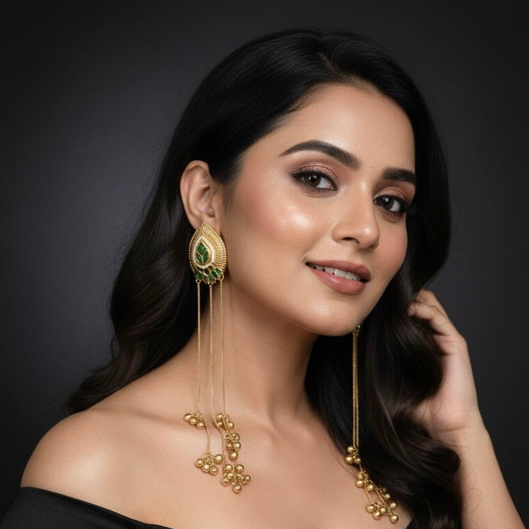 Aarohi Kashmiri Earrings (Green)