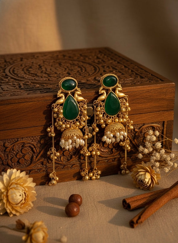 Maharani Kashmiri Earrings (Green)