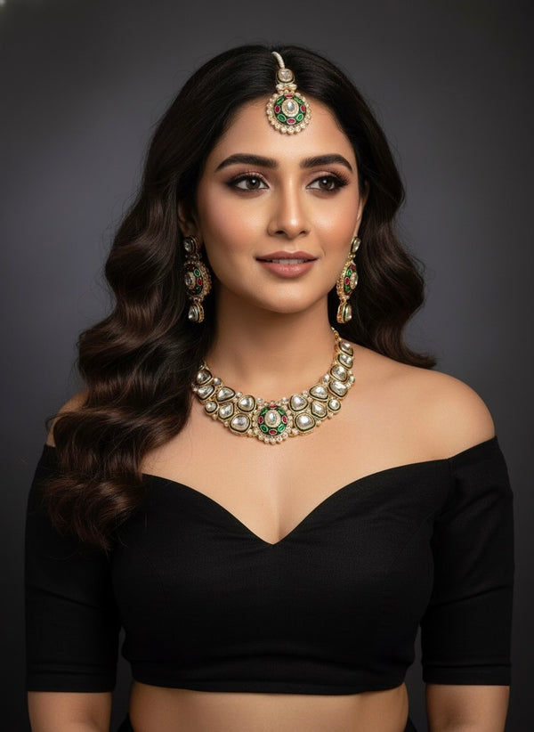 Ravina Kundan Necklace (Green)