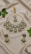 Zarnoor Kundan Bridal Necklace (White and Green)