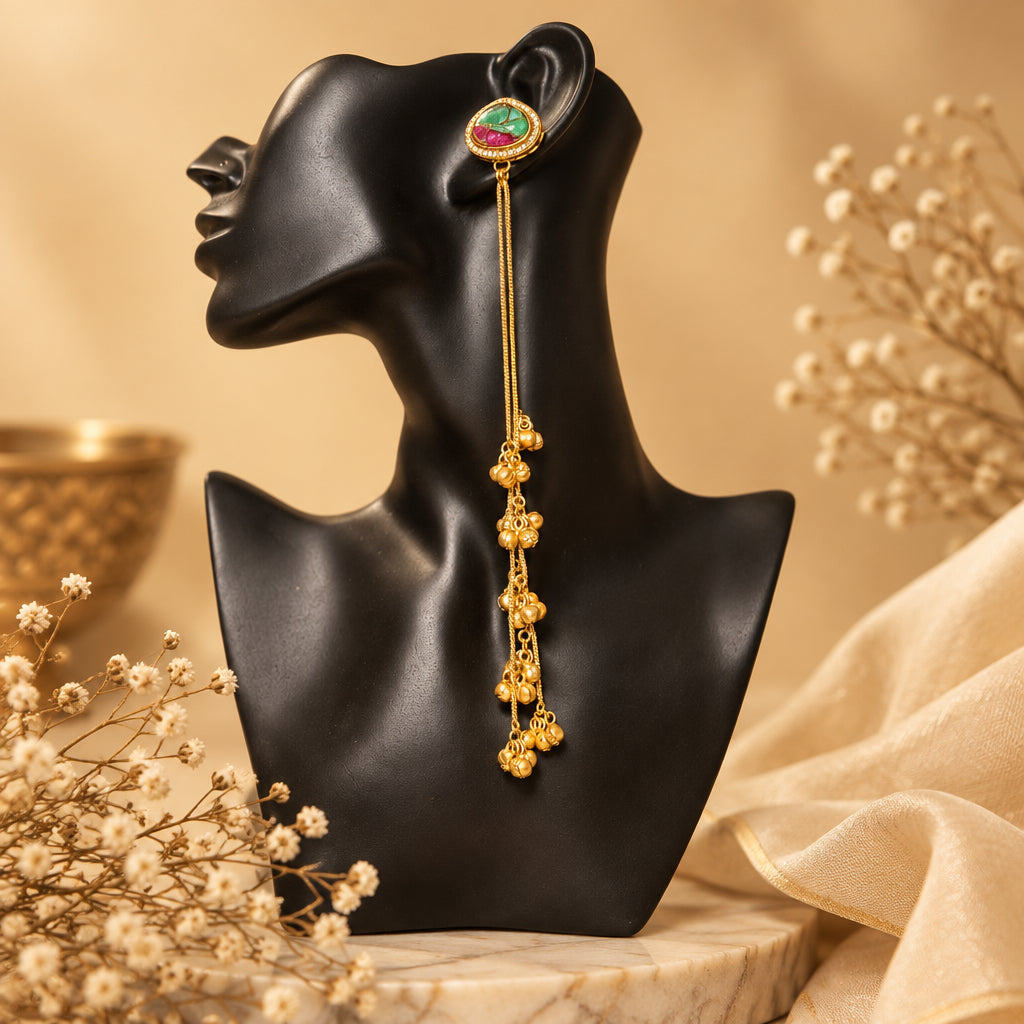 Nandani Kashmiri Earrings (Green-Pink)
