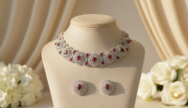 Elira AD Necklace (Dark Pink)