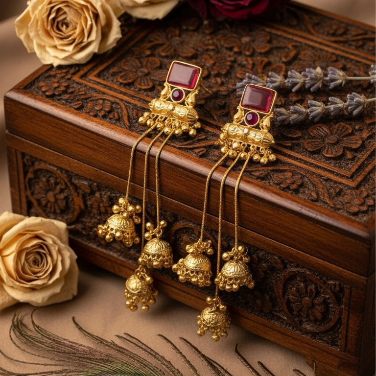 Roohi Kashmiri Earrings (Wine)