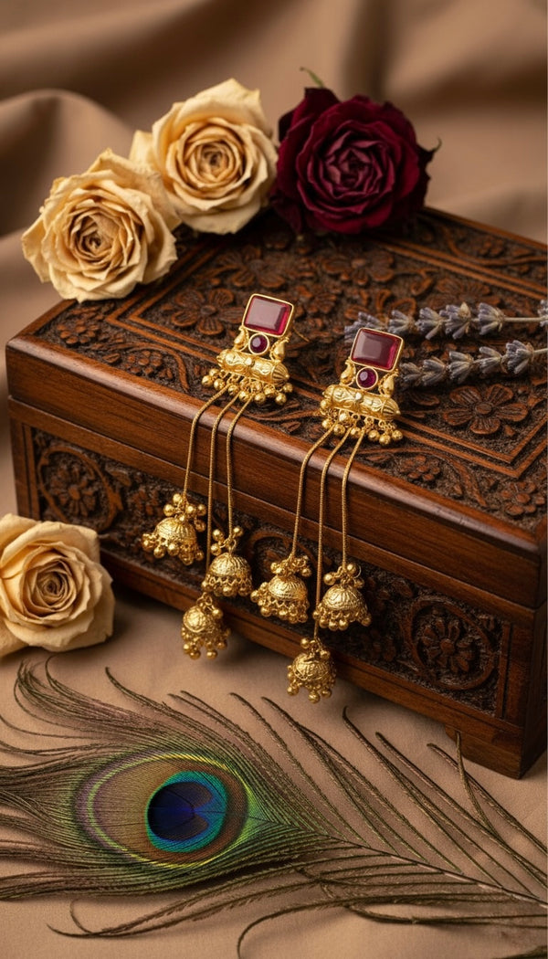 Roohi Kashmiri Earrings (Wine)