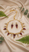 Zarina Polki Necklace (Wine)