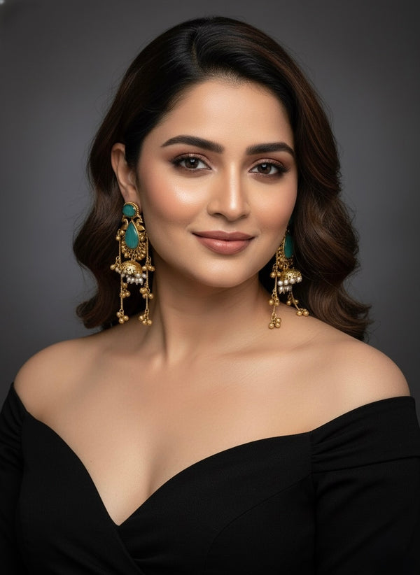 Maharani Kashmiri Earrings (Mint Green)