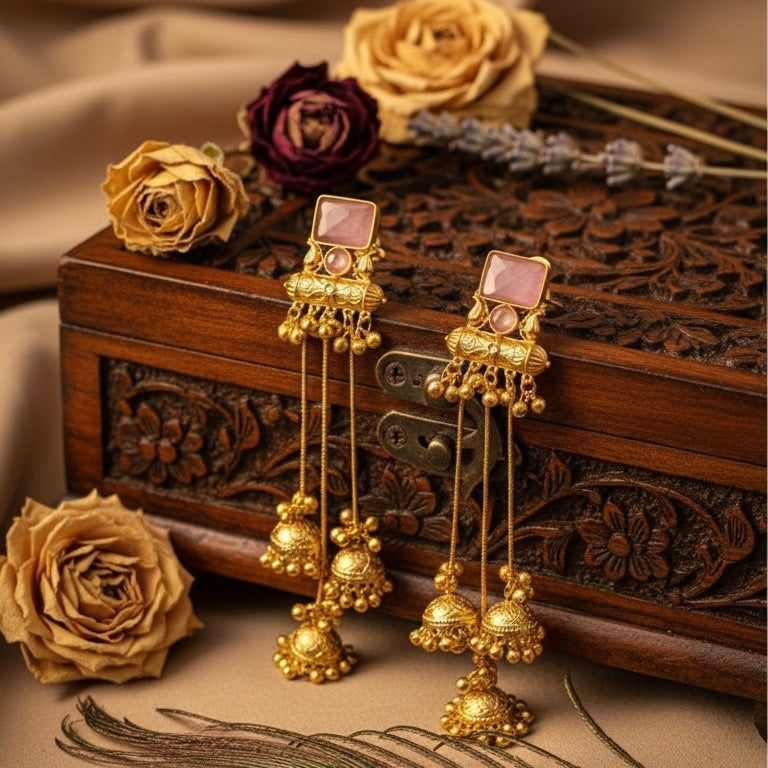 Roohi Kashmiri Earrings (Pink)