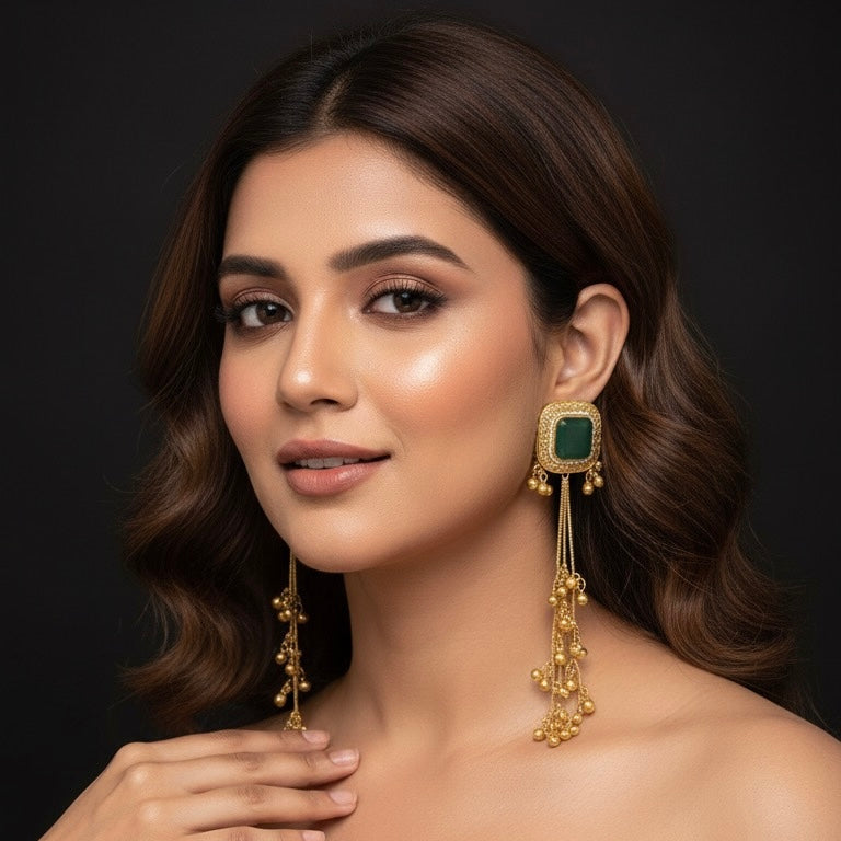 Saanvi Kashmiri Earrings(Green)