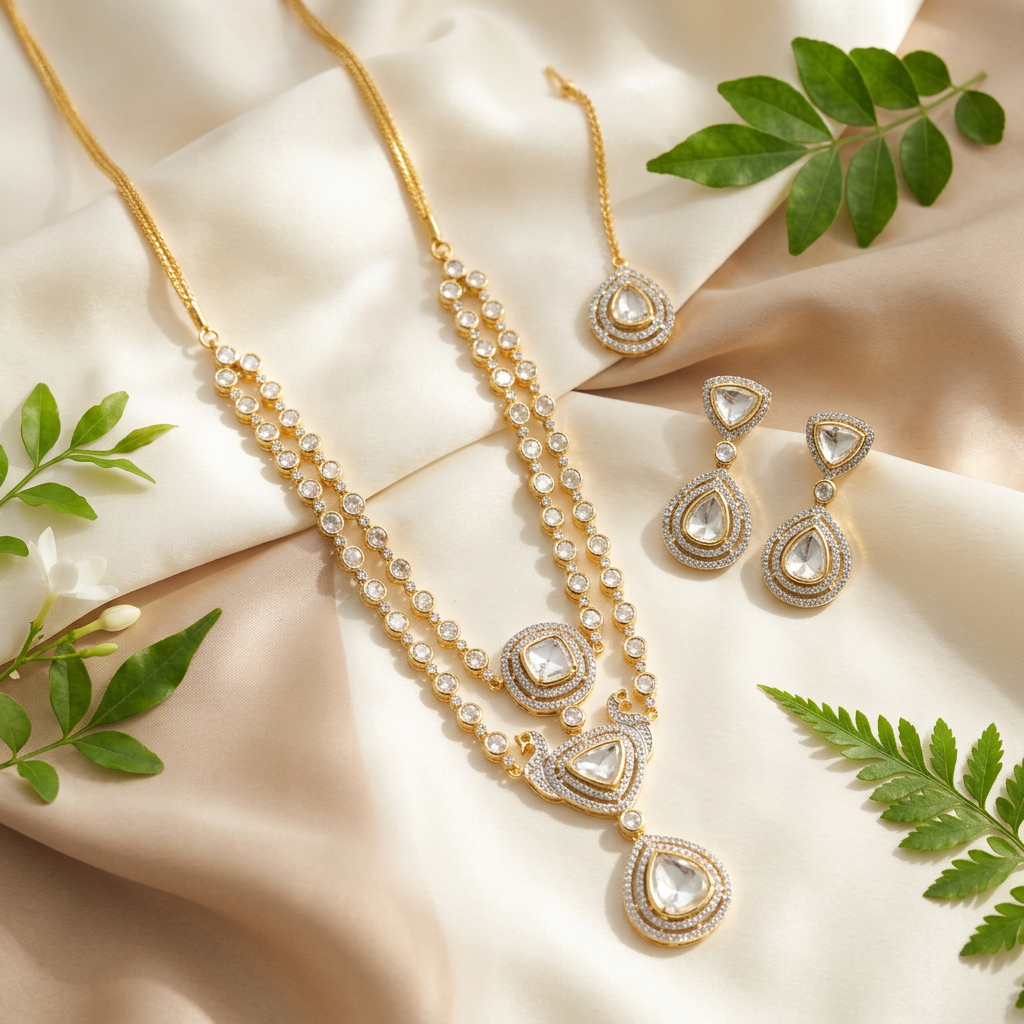 Samaira AD Necklace Set (Golden)