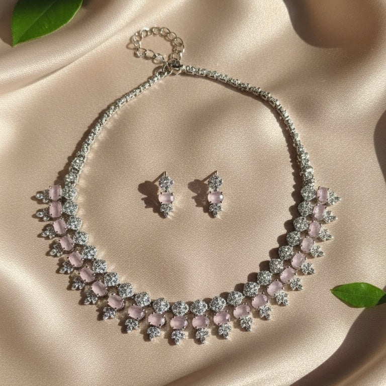 Luxe Line AD Necklace (Pink)