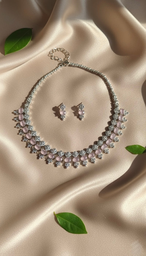 Luxe Line AD Necklace (Pink)