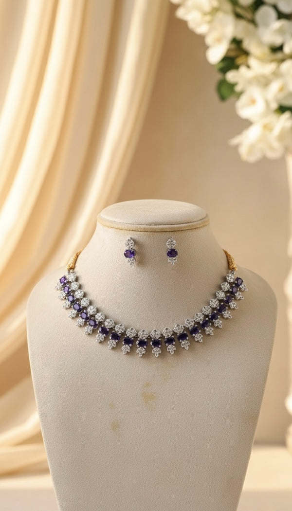 Luxe Line AD Necklace (Purple)