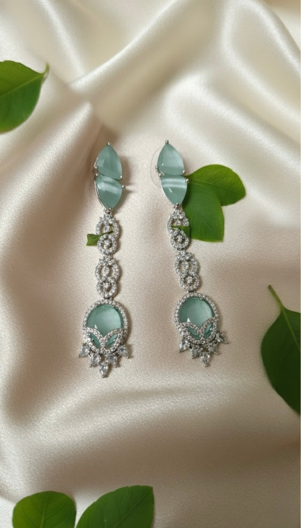 Celeste AD Earrings (Mint Green)
