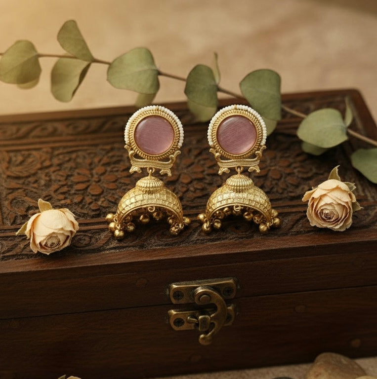 Heritage Jhumkas (Pink)