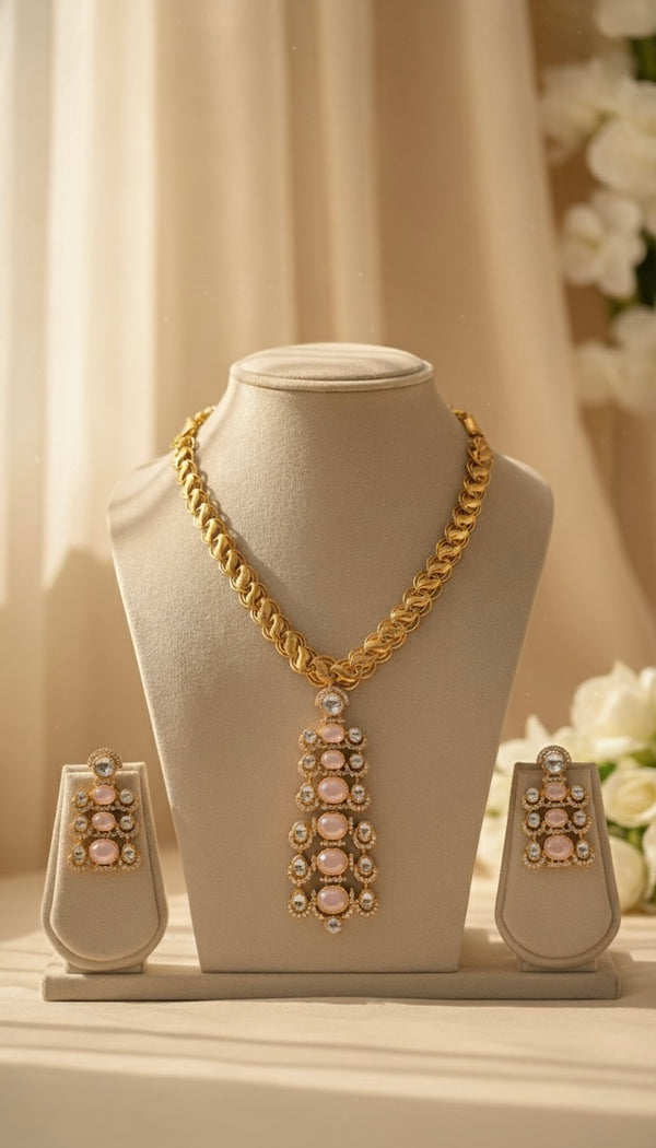 Noorvi AD Necklace (Peach)