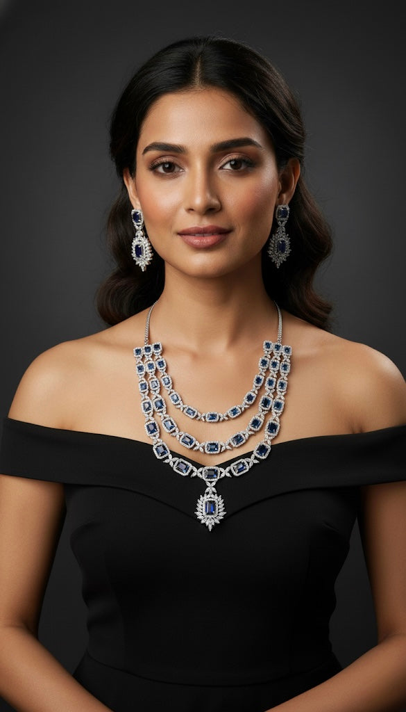 Luxe Layered AD Necklace (Blue)