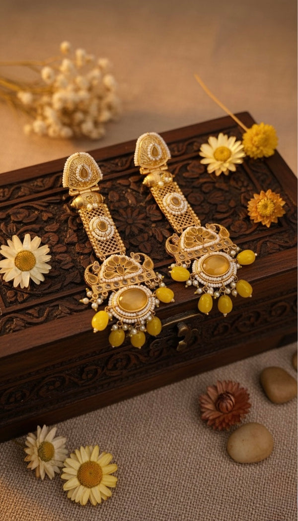 Noori Kashmiri Earrings (Yellow)