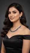 Luxe Line AD Necklace (Blue)