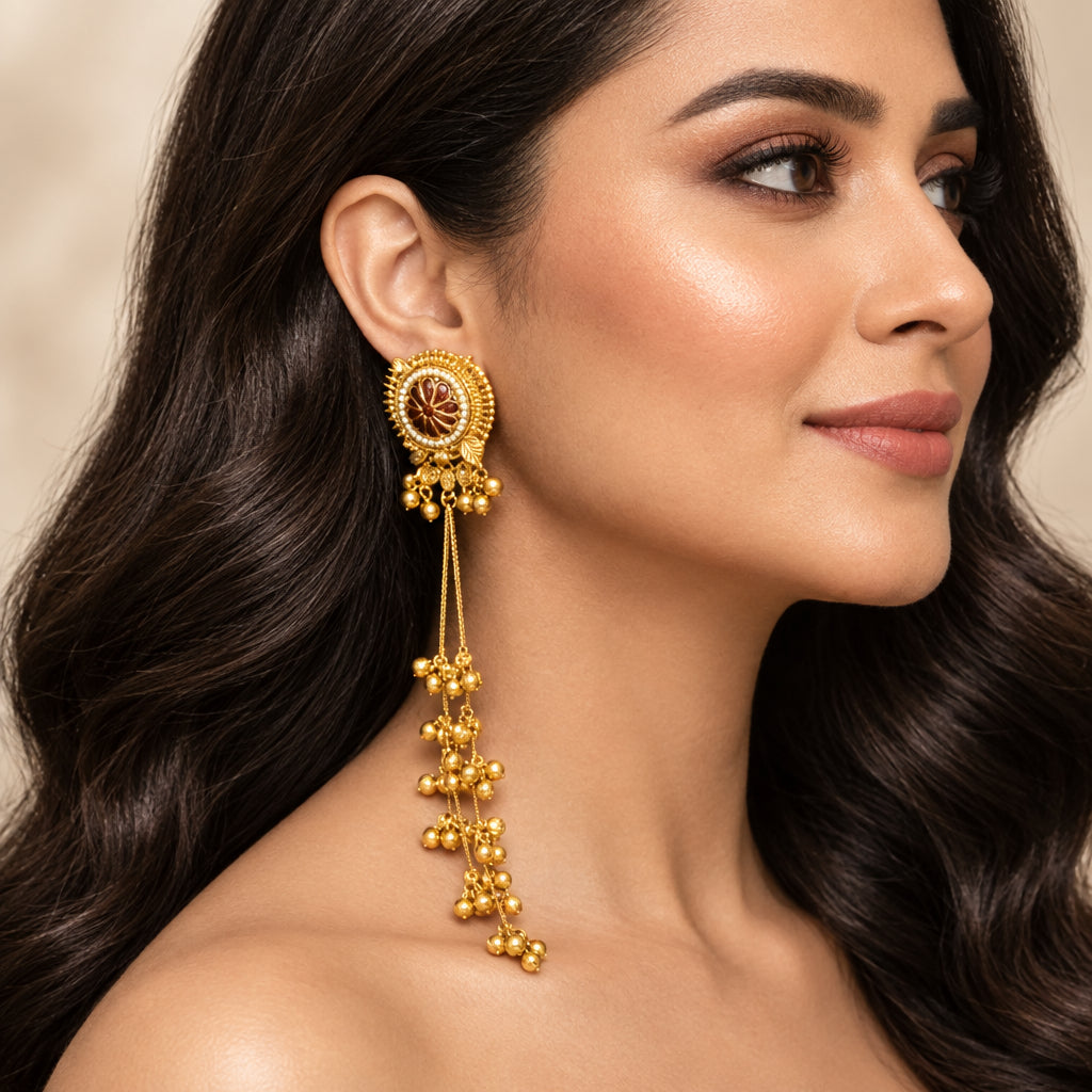 Noorani Kashmiri Earrings (Wine)
