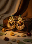 Aaradhya Kashmiri Earrings (Green, Red and Pink)