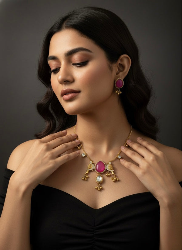 Aira Kashmiri Necklace (Pink)