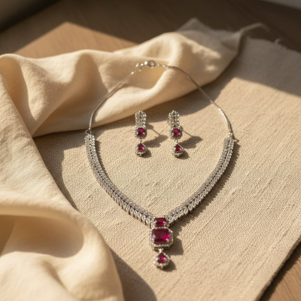 Regal Vine AD Necklace (Red)