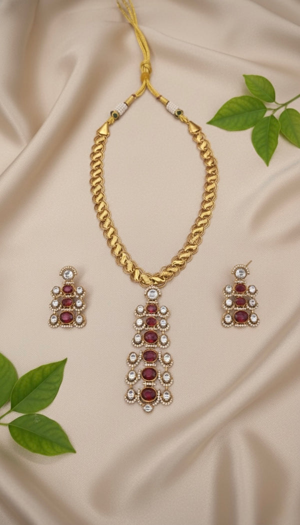 Noorvi AD Necklace (Wine)
