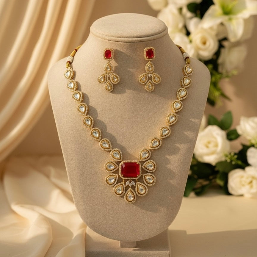 Vira Kundan Necklace (Red)