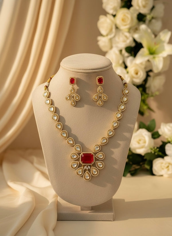 Vira Kundan Necklace (Red)