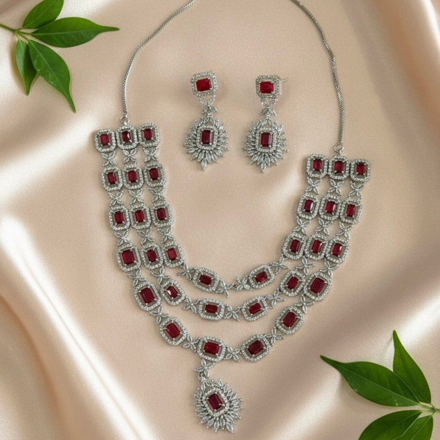 Charm Layered AD Necklace (Red)