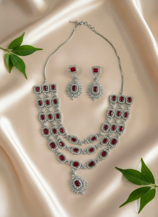 Charm Layered AD Necklace (Red)