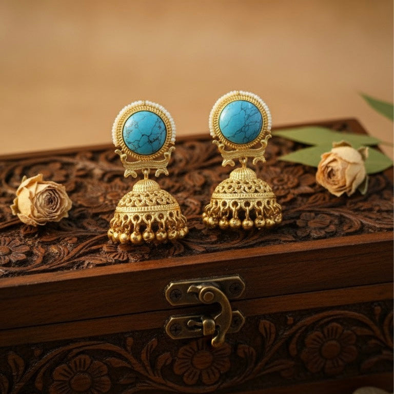 Heritage Jhumkas (Blue)