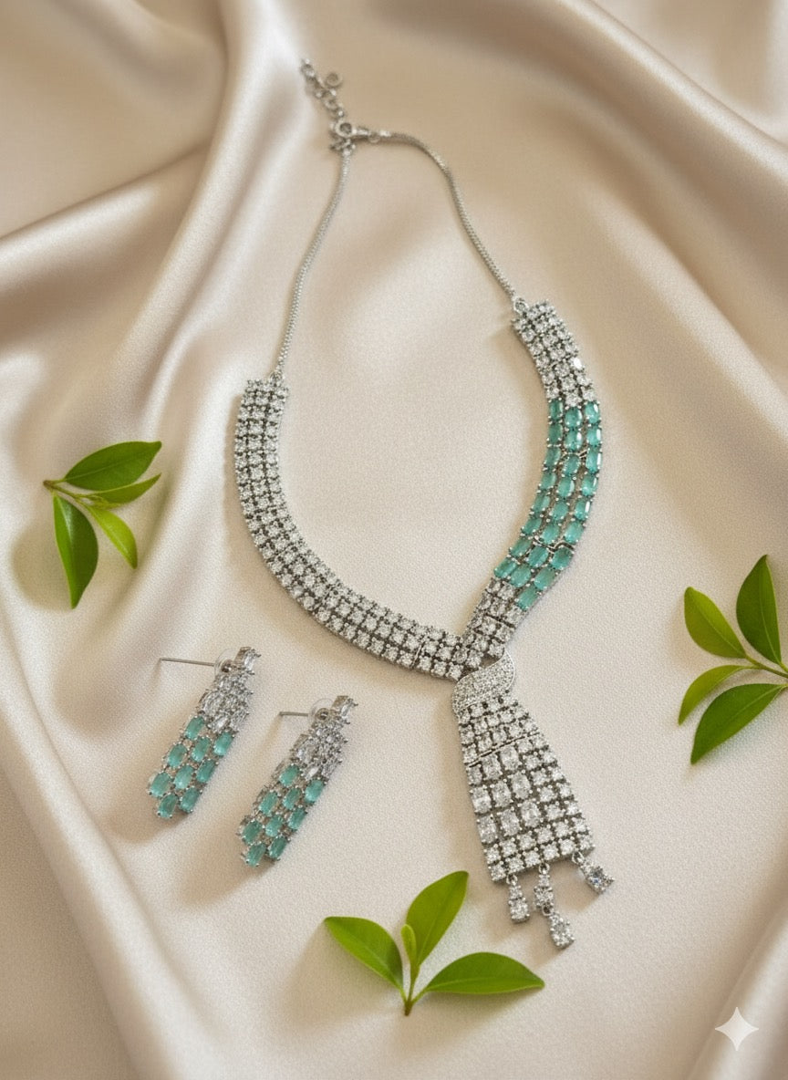Sia AD Necklace (Mint Green)