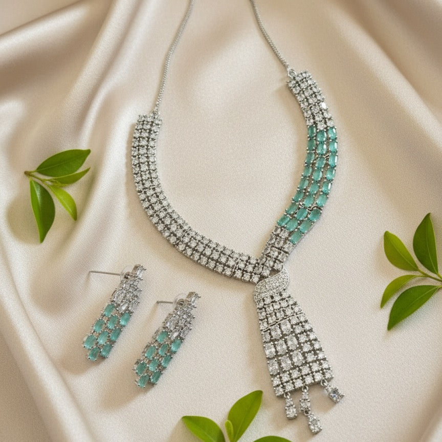 Sia AD Necklace (Mint Green)