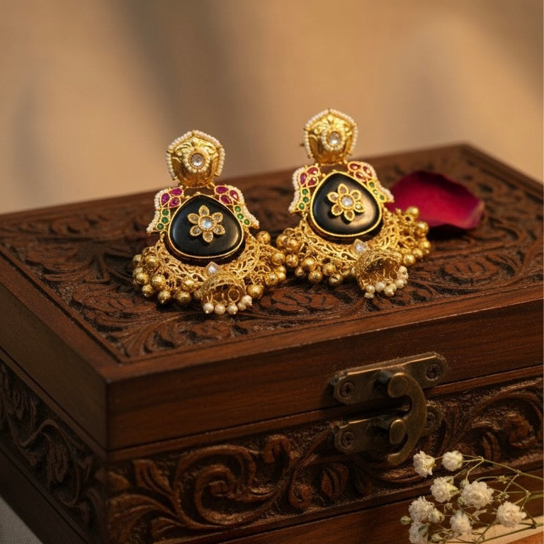 Kashvi Kashmiri Earrings (Black)