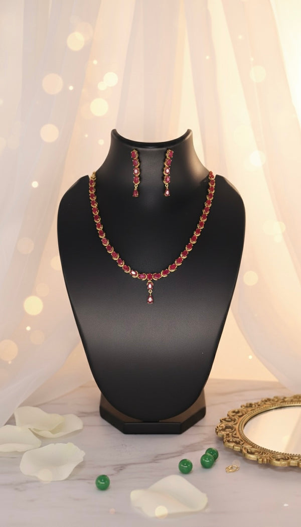 Radiant Line AD Necklace (Pink)